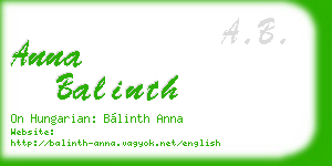 anna balinth business card