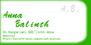 anna balinth business card